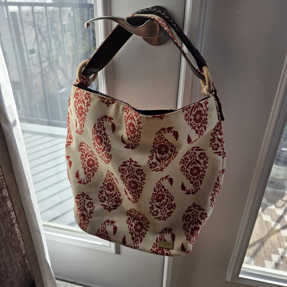 Stephanie Johnson Red and Cream Hobo Bag